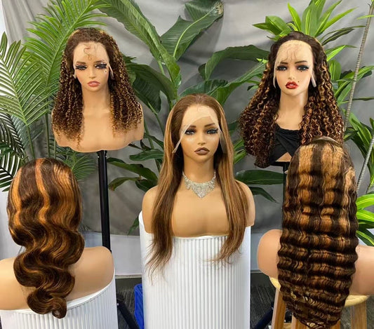 Brown blonde highlight Wigs.